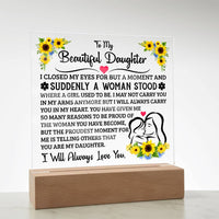 Load image into Gallery viewer, TO MY DAUGHTER SQUARE ACRYLIC PLAQUE