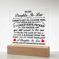 Load image into Gallery viewer, TO MY DAUGHTER IN LAW HONOR SQUARE ACRYLIC