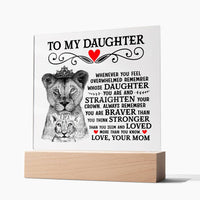 Load image into Gallery viewer, TO MY DAUGHTER LION CROWN ACRYLIC SQUARE PLAQUE