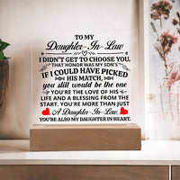 Load image into Gallery viewer, TO MY DAUGHTER IN LAW HONOR SQUARE ACRYLIC