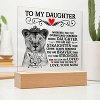 Load image into Gallery viewer, TO MY DAUGHTER LION CROWN ACRYLIC SQUARE PLAQUE