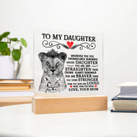 Load image into Gallery viewer, TO MY DAUGHTER LION CROWN ACRYLIC SQUARE PLAQUE