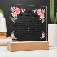 Load image into Gallery viewer, TO MY BEAUTIFUL WIFE SQUARE ACRYLIC PLAQUE