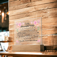 Load image into Gallery viewer, TO MY BEAUTIFUL WIFE SQUARE ACRYLIC PLAQUE 1