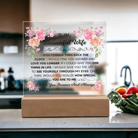 Load image into Gallery viewer, TO MY BEAUTIFUL WIFE SQUARE ACRYLIC PLAQUE