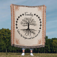 Load image into Gallery viewer, Family Roots, Celtic Tree Woven Blanket