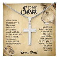 Load image into Gallery viewer, TO MY SON THIS OLD LION CROSS NECKLACE GIFT SET