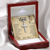 Load image into Gallery viewer, TO MY SON THIS OLD LION CROSS NECKLACE GIFT SET