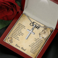 Load image into Gallery viewer, TO MY SON THIS OLD LION CROSS NECKLACE GIFT SET