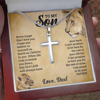 Load image into Gallery viewer, TO MY SON THIS OLD LION CROSS NECKLACE GIFT SET